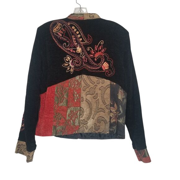 Vtg Alex Kim Jacket Womens Petite Large Patchwork Art to Wear Tapestry Blazer - Picture 10 of 10